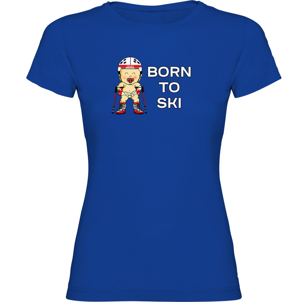 Kruskis Born To Ski Short Sleeve T-shirt Blau M Frau von Kruskis