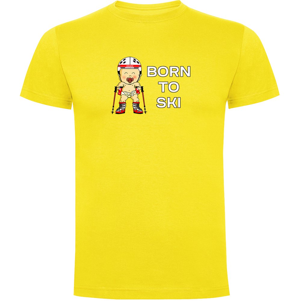 Kruskis Born To Ski Short Sleeve T-shirt Gelb 2XL Mann von Kruskis