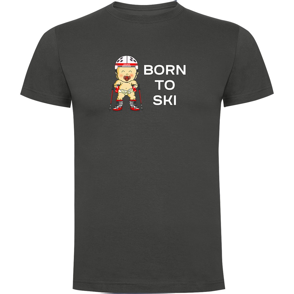 Kruskis Born To Ski Short Sleeve T-shirt Grau 2XL Mann von Kruskis