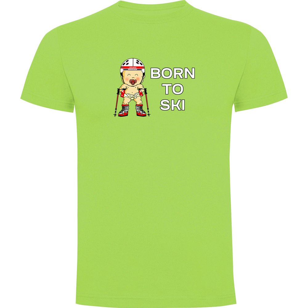 Kruskis Born To Ski Short Sleeve T-shirt Grün 2XL Mann von Kruskis
