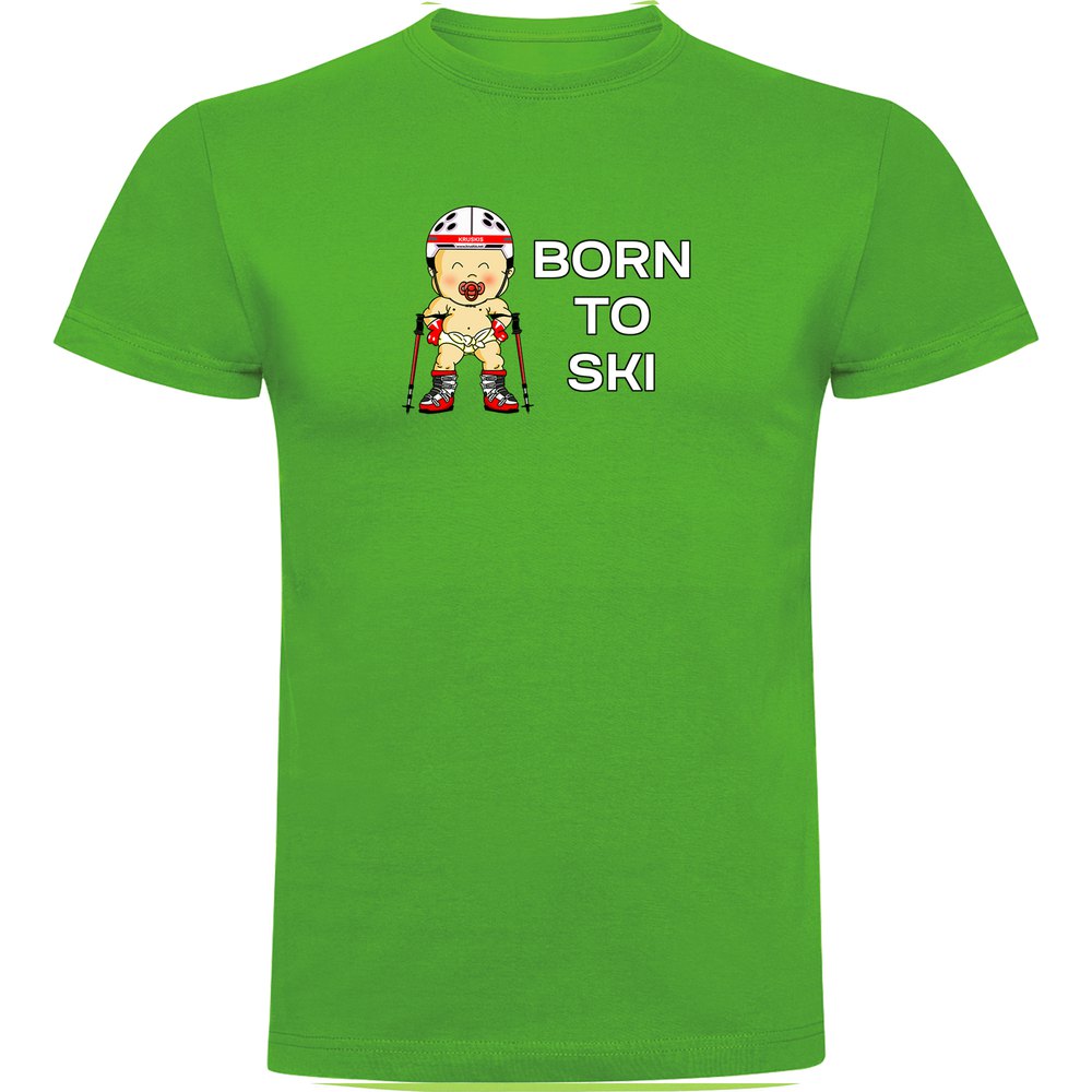 Kruskis Born To Ski Short Sleeve T-shirt Grün 2XL Mann von Kruskis