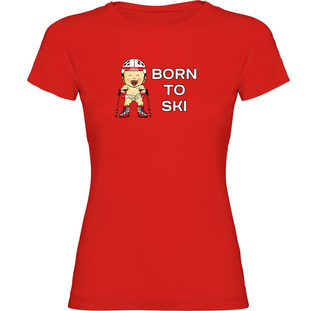 Kruskis Born To Ski Short Sleeve T-shirt Rot L Frau von Kruskis