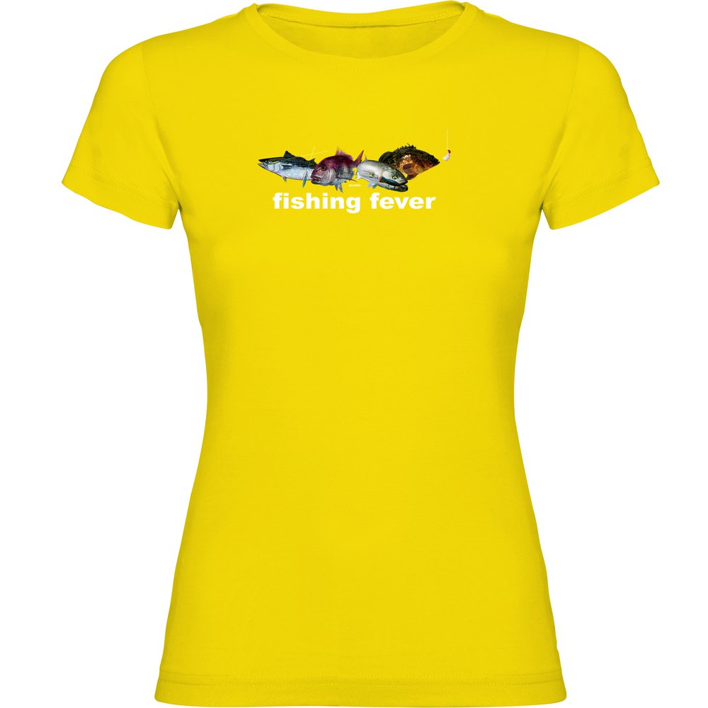 Kruskis Fishing Fever Short Sleeve T-shirt Gelb L Frau von Kruskis