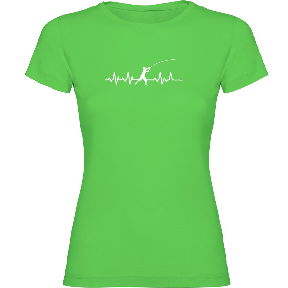 Kruskis Fishing Heartbeat Short Sleeve T-shirt Grün XL Frau von Kruskis
