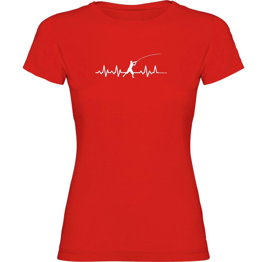 Kruskis Fishing Heartbeat Short Sleeve T-shirt Rot 2XL Frau von Kruskis