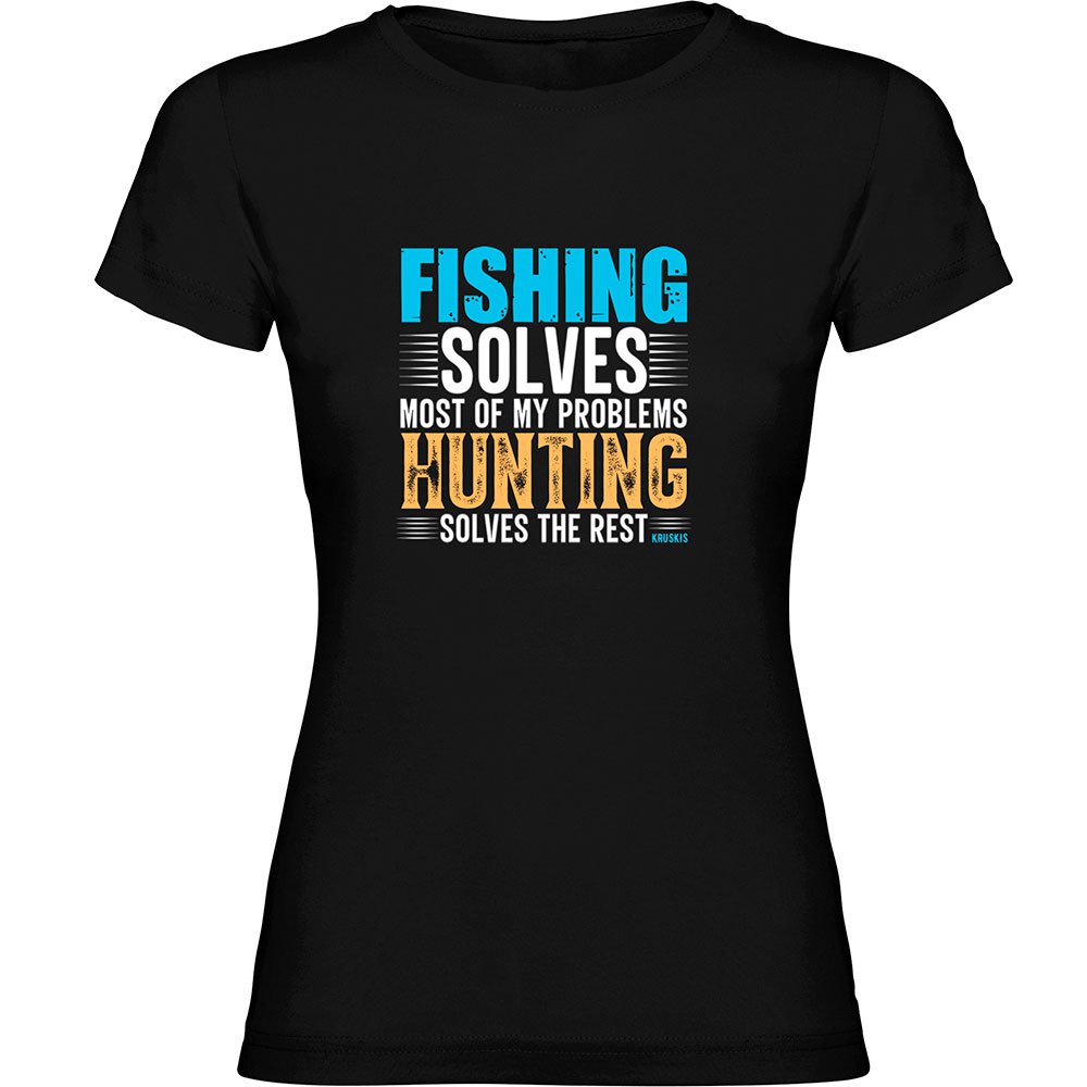Kruskis Fishing Solves Short Sleeve T-shirt Schwarz 2XL Frau von Kruskis