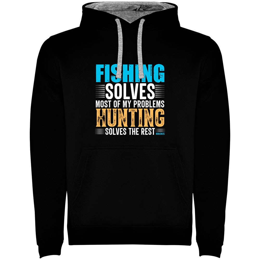 Kruskis Fishing Solves Two-colour Hoodie Schwarz 2XL Mann von Kruskis