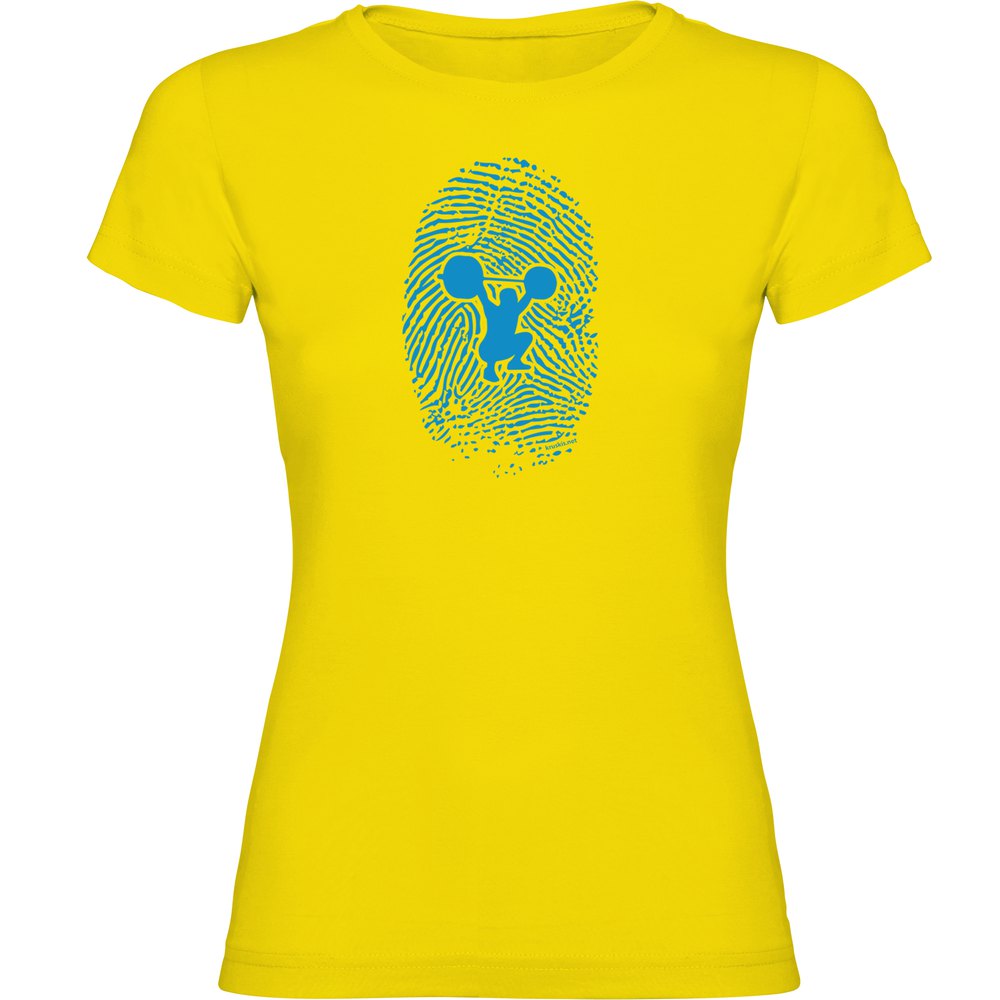 Kruskis Fitness Fingerprint Short Sleeve T-shirt Gelb S Frau von Kruskis
