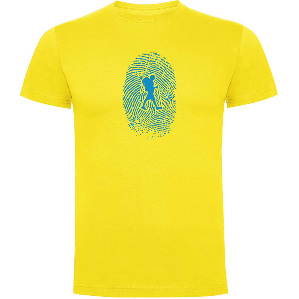 Kruskis Hiker Fingerprint Short Sleeve T-shirt Gelb 3XL Mann von Kruskis