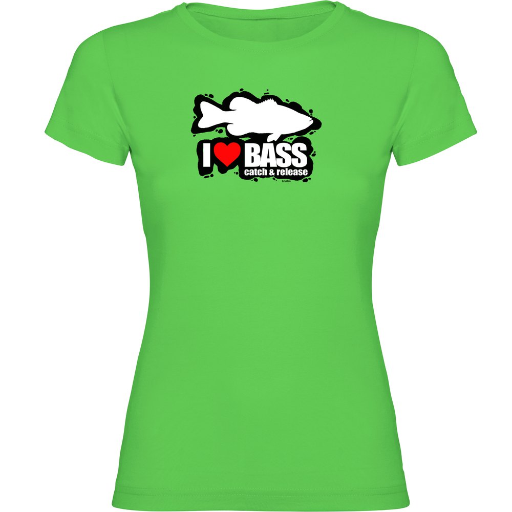 Kruskis I Love Bass Short Sleeve T-shirt Grün L Frau von Kruskis