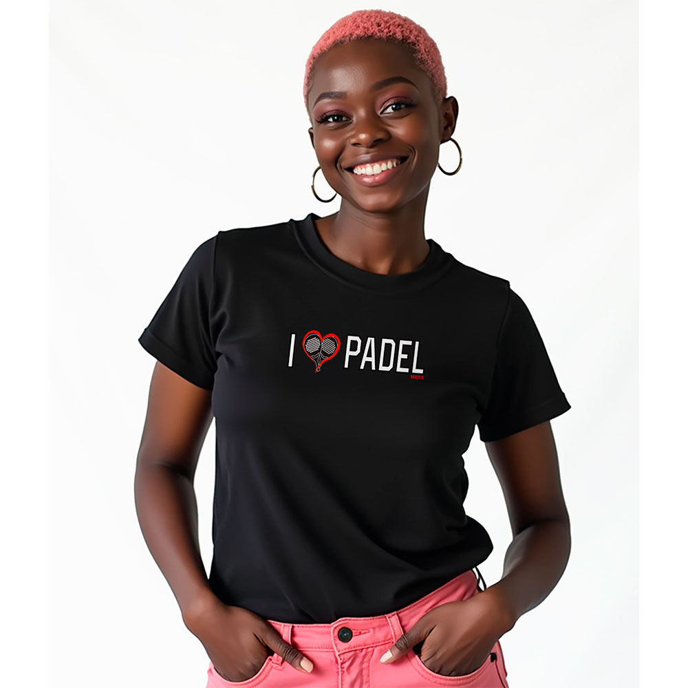 Kruskis I Love Padel Short Sleeve T-shirt Schwarz S Frau von Kruskis
