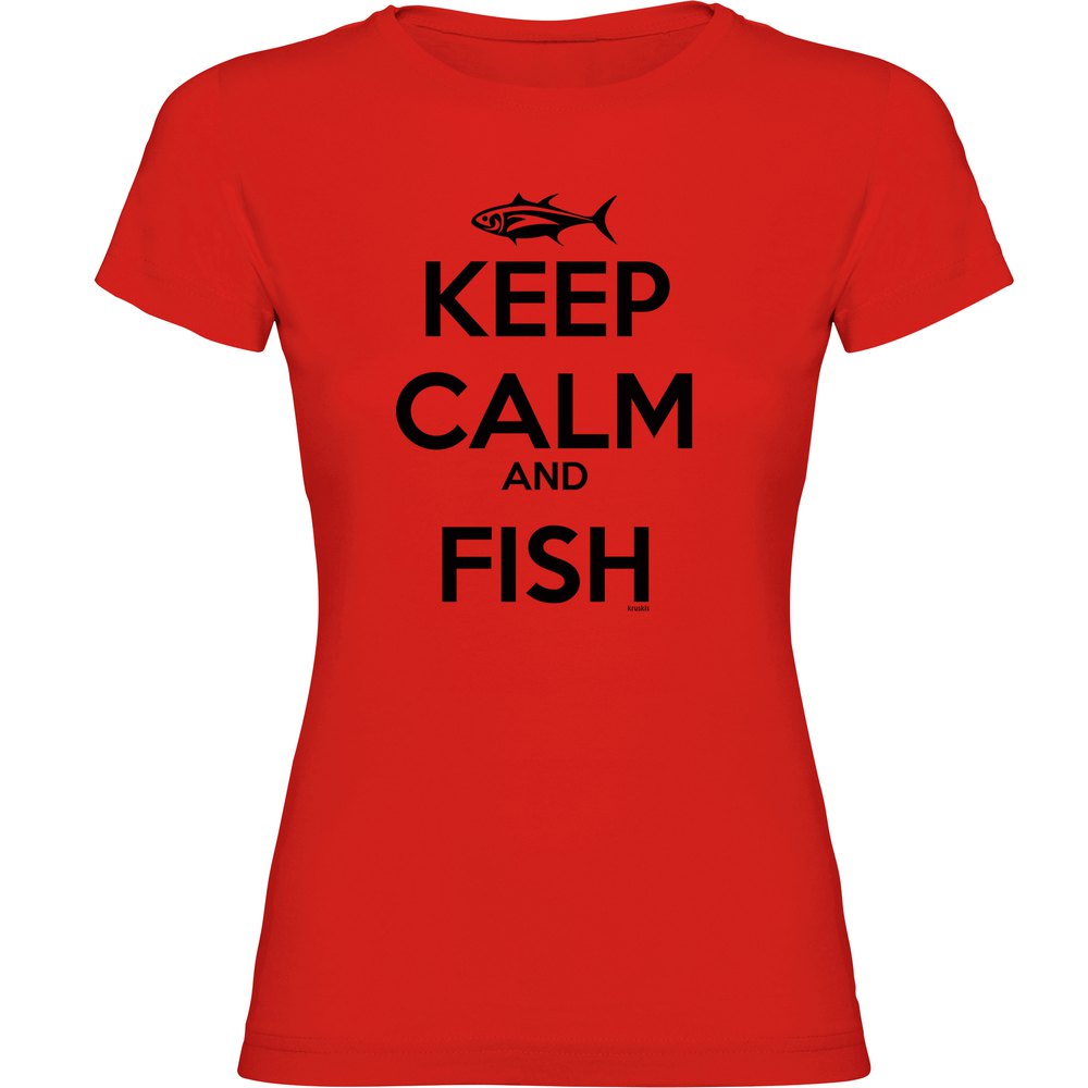 Kruskis Keep Calm And Fish Short Sleeve T-shirt Rot 2XL Frau von Kruskis