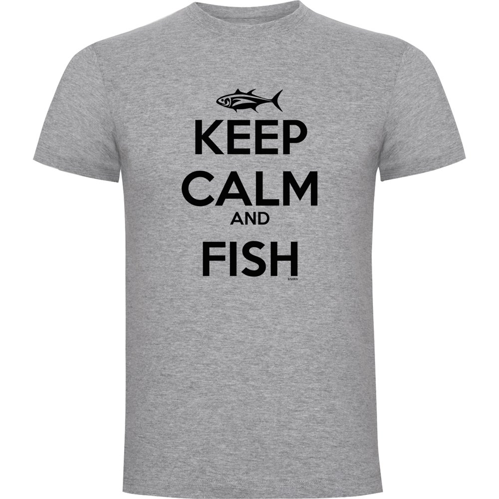 Kruskis Keep Calm And Fish Short Sleeve T-shirt Grau XL Mann von Kruskis