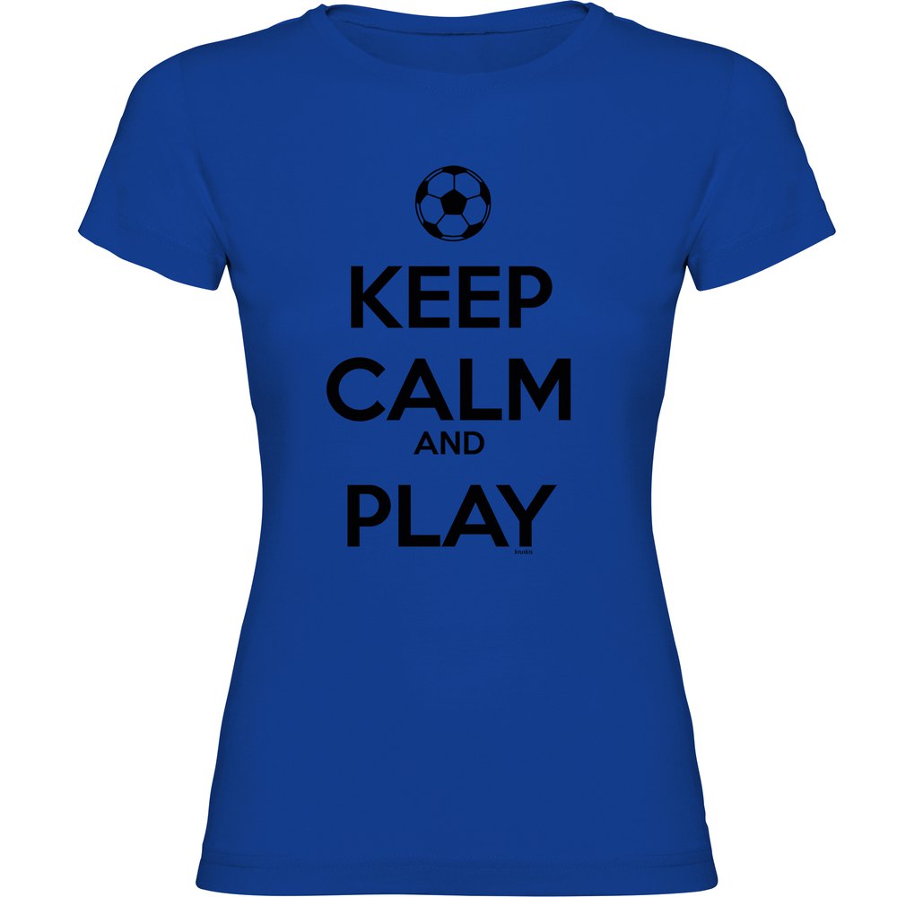 Kruskis Keep Calm And Play Football Short Sleeve T-shirt Blau 2XL Frau von Kruskis