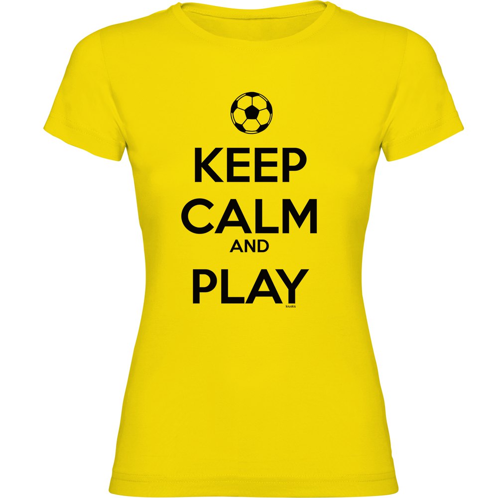 Kruskis Keep Calm And Play Football Short Sleeve T-shirt Gelb L Frau von Kruskis