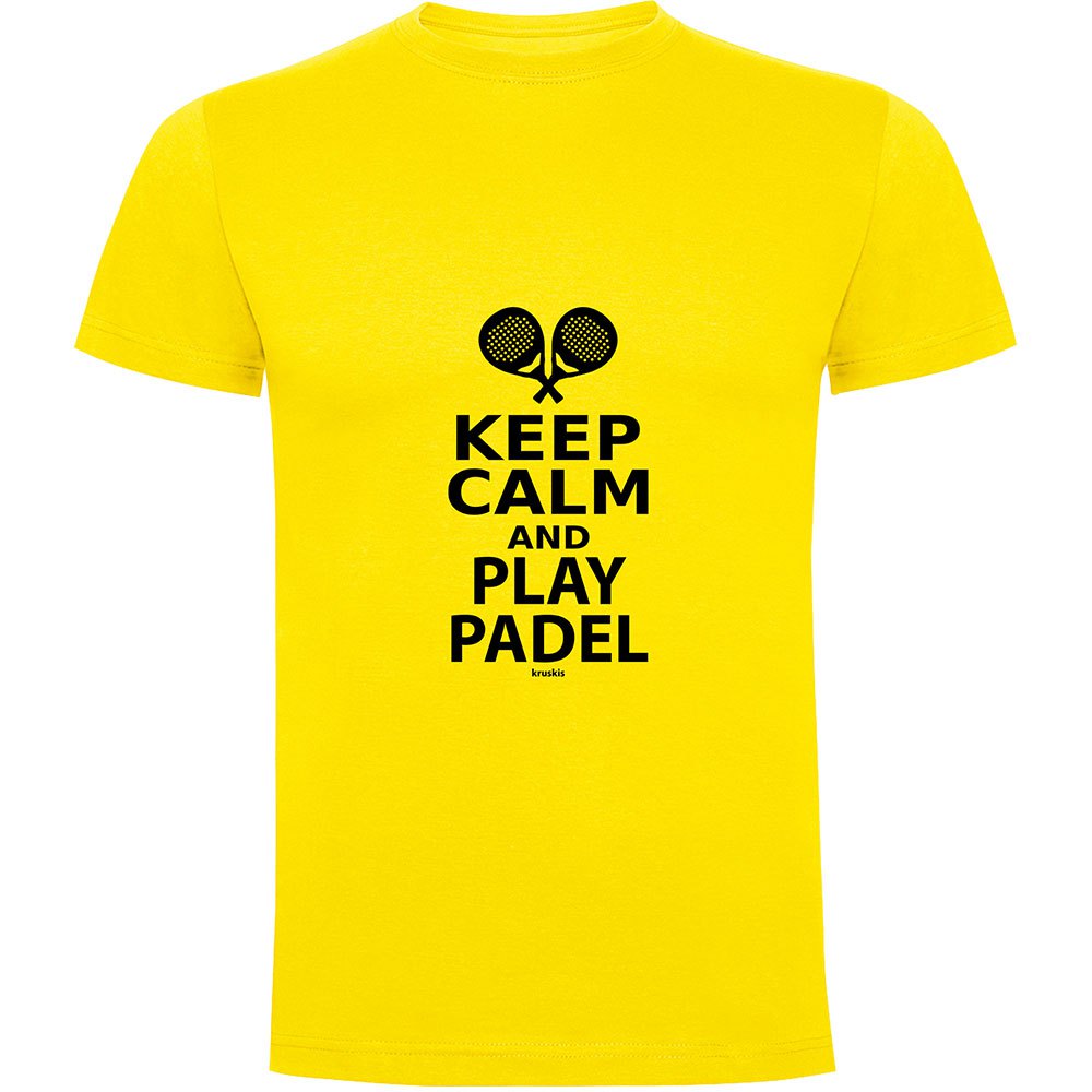 Kruskis Keep Calm And Play Padel Short Sleeve T-shirt Gelb 3XL Mann von Kruskis