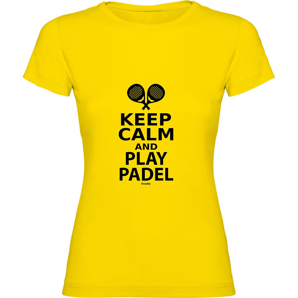 Kruskis Keep Calm And Play Padel Short Sleeve T-shirt Gelb L Frau von Kruskis