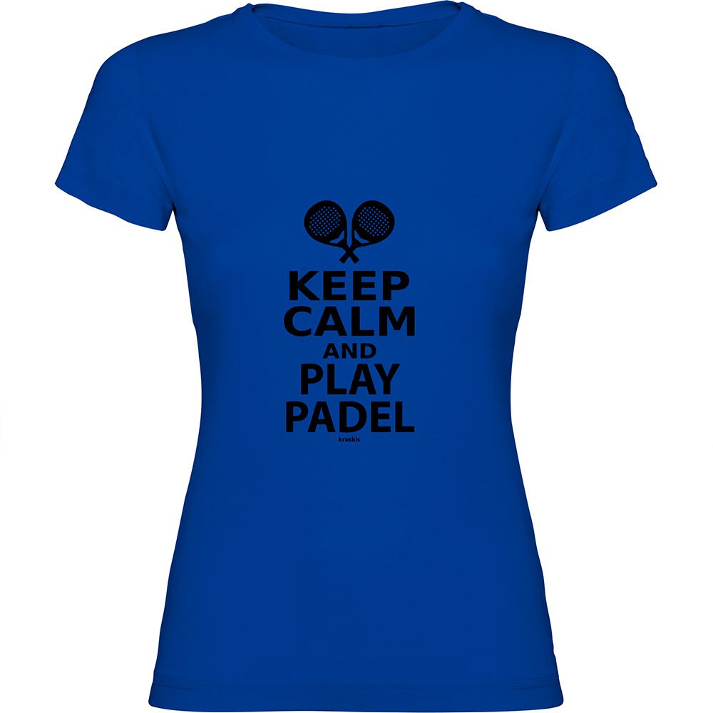 Kruskis Keep Calm And Play Padel Short Sleeve T-shirt Blau S Frau von Kruskis