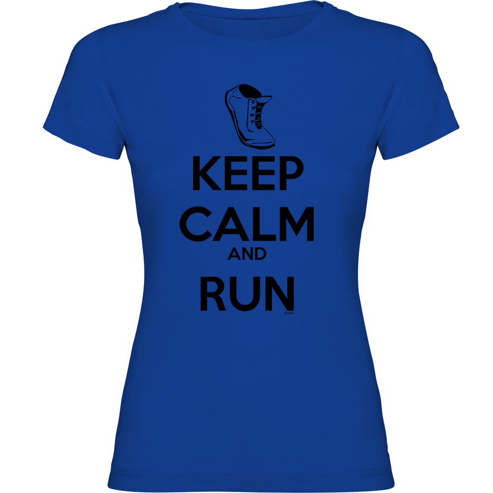 Kruskis Keep Calm And Run Short Sleeve T-shirt Blau M Frau von Kruskis