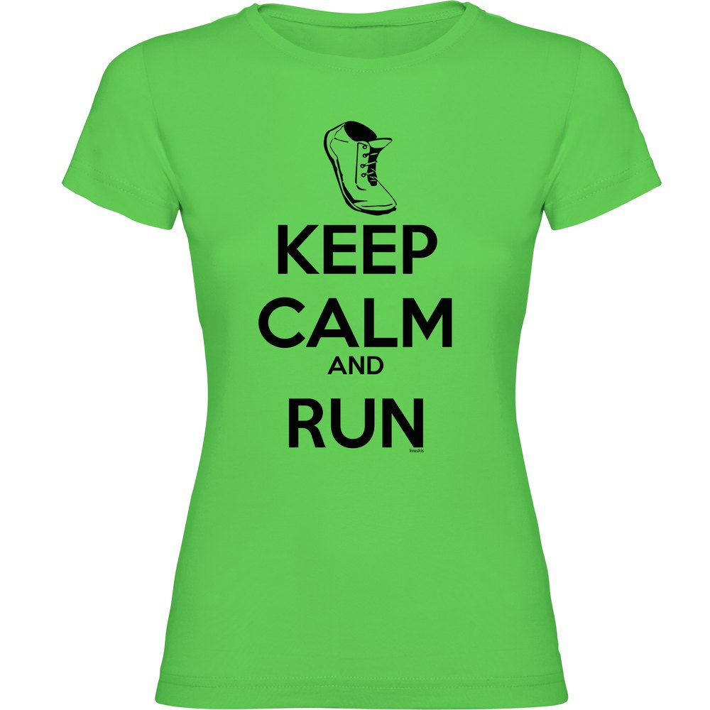 Kruskis Keep Calm And Run Short Sleeve T-shirt Grün L Frau von Kruskis