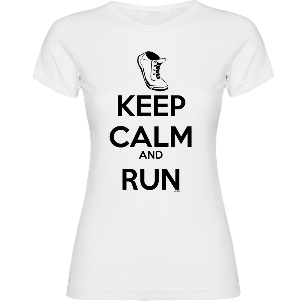 Kruskis Keep Calm And Run Short Sleeve T-shirt Weiß S Frau von Kruskis