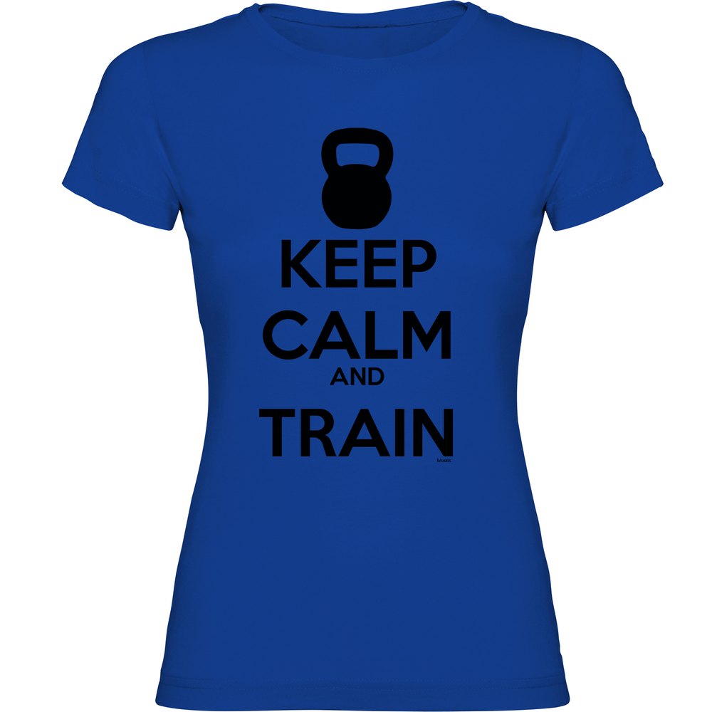 Kruskis Keep Calm And Train Short Sleeve T-shirt Blau XL Frau von Kruskis