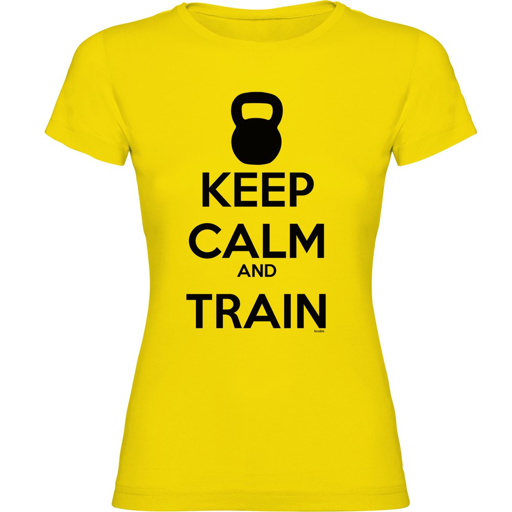 Kruskis Keep Calm And Train Short Sleeve T-shirt Gelb 2XL Frau von Kruskis