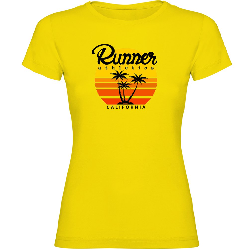 Kruskis Runner Athletics Short Sleeve T-shirt Gelb S Frau von Kruskis