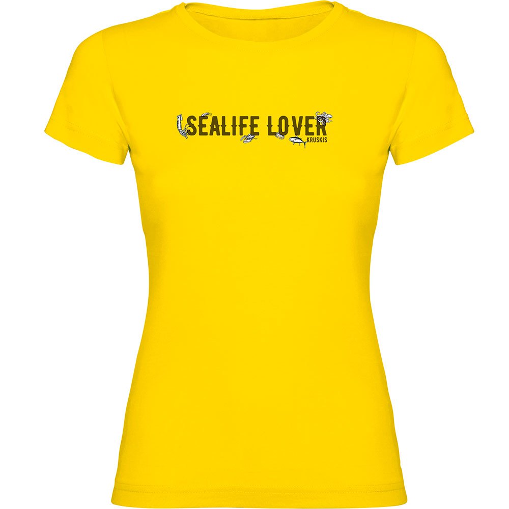 Kruskis Sealife Lover Short Sleeve T-shirt Gelb S Frau von Kruskis