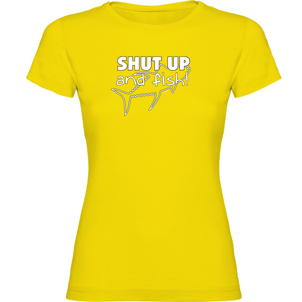 Kruskis Shut Up And Fish Short Sleeve T-shirt Gelb L Frau von Kruskis
