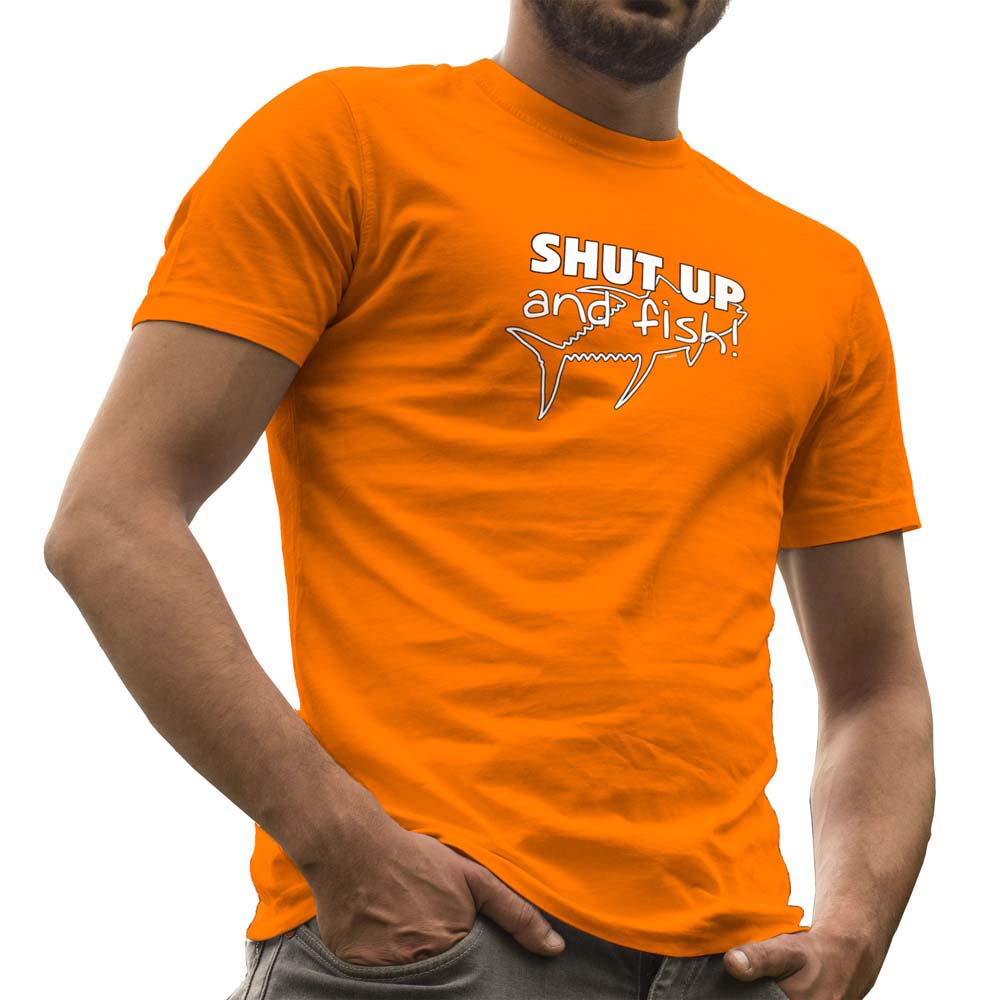 Kruskis Shut Up And Fish Short Sleeve T-shirt Orange S Mann von Kruskis