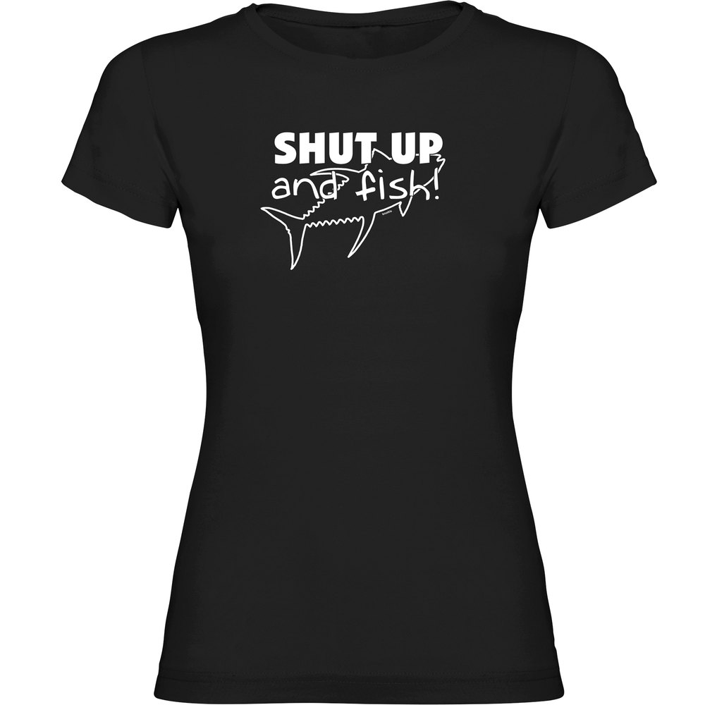 Kruskis Shut Up And Fish Short Sleeve T-shirt Schwarz 2XL Frau von Kruskis