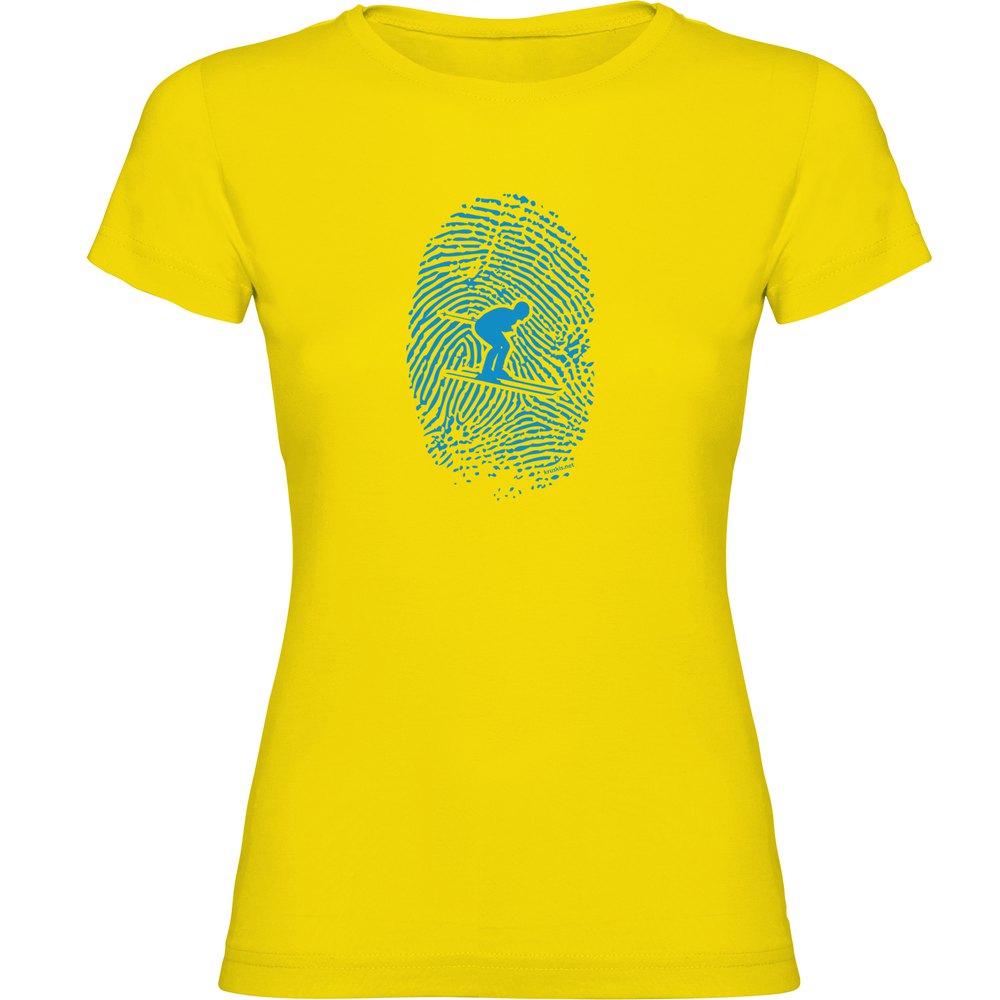 Kruskis Skier Fingerprint Short Sleeve T-shirt Gelb L Frau von Kruskis