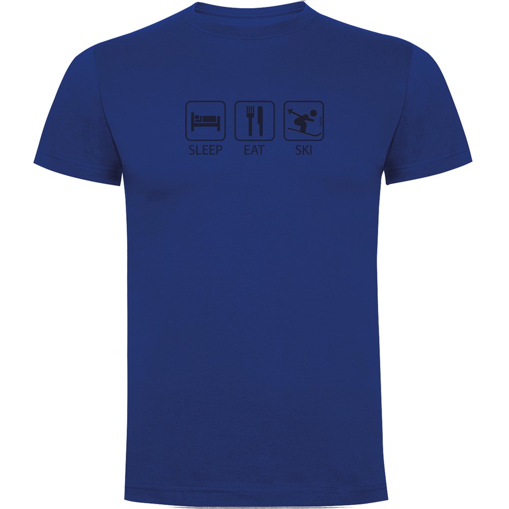Kruskis Sleep Eat And Ski Short Sleeve T-shirt Blau 2XL Mann von Kruskis