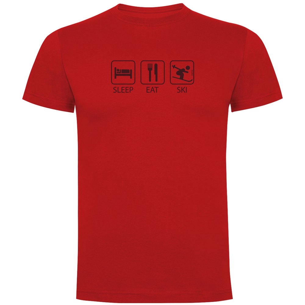 Kruskis Sleep Eat And Ski Short Sleeve T-shirt Rot 3XL Mann von Kruskis