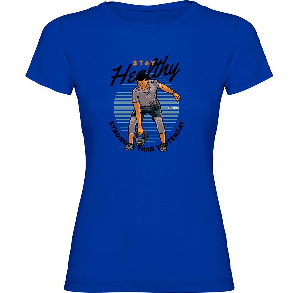 Kruskis Stay Healthy Short Sleeve T-shirt Blau L Frau von Kruskis