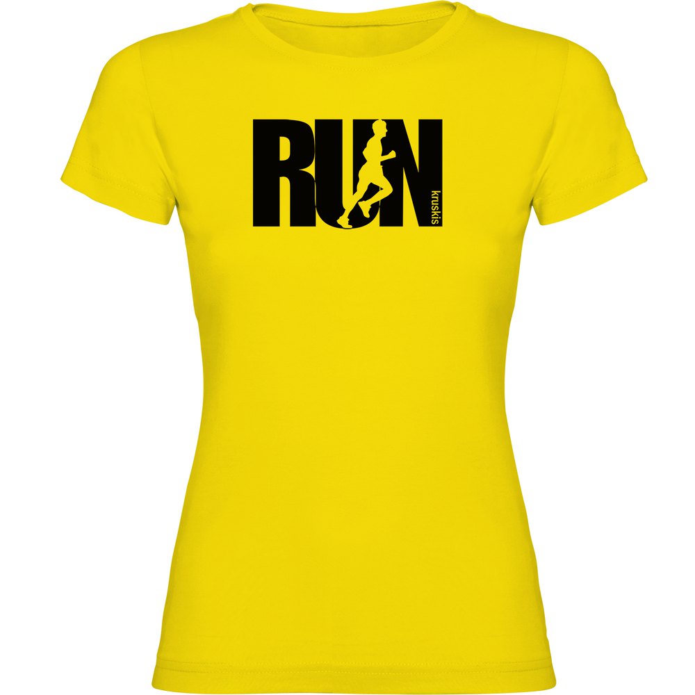Kruskis Word Run Short Sleeve T-shirt Gelb S Frau von Kruskis