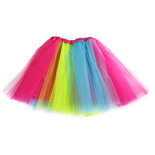 Ksnnrsng Mädchen Tüllrock Tutu Rock Dehnbaren Tanzkleid Minirock Ballettrock Tütü Röcke (Regenbogen) von Ksnnrsng