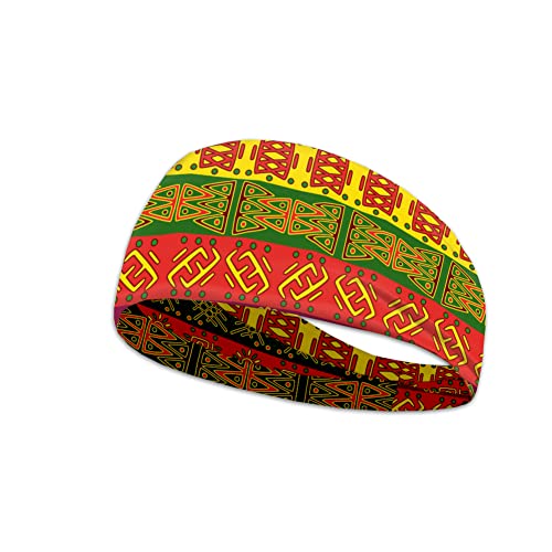 Kuiaobaty African Tribal Workout Stirnband für Damen – Herren Sport Bandana Indian Ethnic Turban Retro Haarbänder Grün Rot Schweißband Geometrisch von Kuiaobaty
