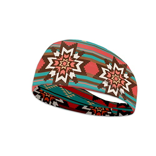 Kuiaobaty Boho Aztec Geometrische Stirnbänder für Damen und Herren, Ethno rutschfeste Schweißbänder für Unisex Leichter Kopftuch von Kuiaobaty