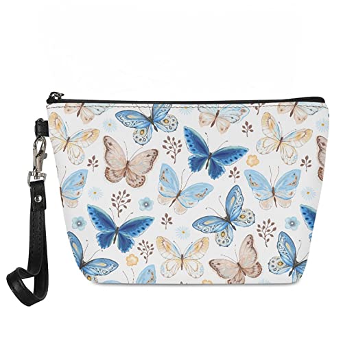 Kuiaobaty Boho Schmetterling Damen Make-up-Tasche Schmetterling Blumen Reise Kosmetiktasche Tasche Tiere Mädchen Kulturtasche Leder Münzbörse, Schmetterling Floral, Taschen-Organizer von Kuiaobaty