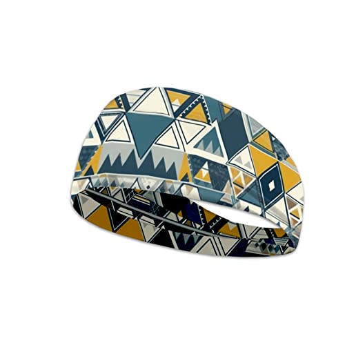 Kuiaobaty Dreieck Diamant Print Kopftuch für Damen Herren, abstraktes geometrisches Lauf-Sweatshirt, breites Haarband, dehnbare Stirnbänder von Kuiaobaty
