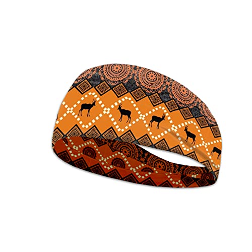 Kuiaobaty Ethnische Tribal-Stirnbänder und Kopfbandagen für Herren und Damen, orangefarbenes Schweißband zum Laufen, Fitnessstudio, Tennis, dehnbares Kopfband, atmungsaktiv von Kuiaobaty