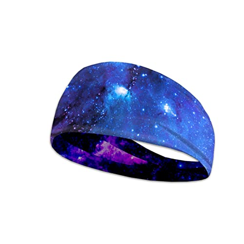 Kuiaobaty Galaxy Starry Workout-Stirnband für Damen, blaue Sterne, Himmel, Sport-Bandana, Turban, Haarbänder, Schweißband zum Laufen, Yoga von Kuiaobaty