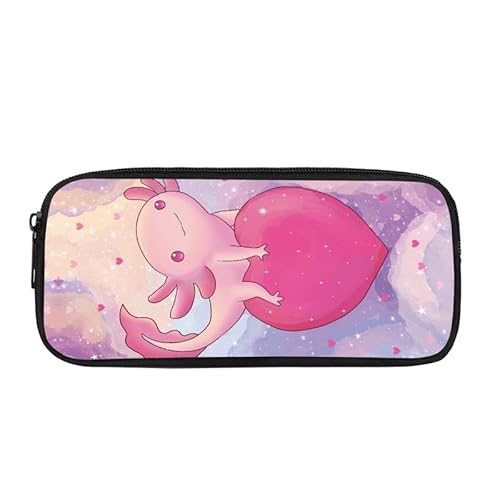 Kuiaobaty Kinder-Federmäppchen für Schule, Schule, Schreibwaren, Aufbewahrungstasche, Teenager, Jungen, Mädchen, Federmäppchen, Federmäppchen, Rosa Axolotl Herz, Schulranzen von Kuiaobaty