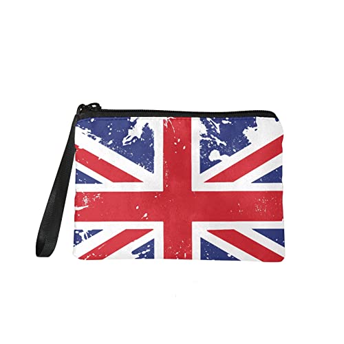 Kuiaobaty Kleine Geldbörse für Damen, lässige Münzgeldbörse für Jungen und Mädchen, Reißverschluss, Mini-Kleingeldbeutel mit Handgelenkschlaufe, Make-up-Tasche, uk-flagge, Münztasche von Kuiaobaty