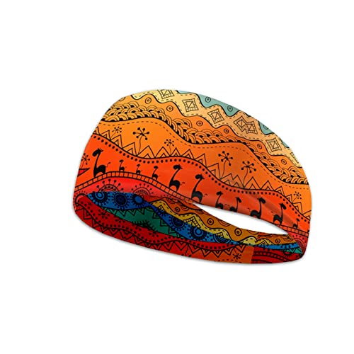 Kuiaobaty Stirnbänder für Männer und Frauen, afrikanisches Tribal-Muster, orange gestreift, athletische Stirnbänder – geeignet für Yoga, Radfahren, Basketball, Fitness von Kuiaobaty