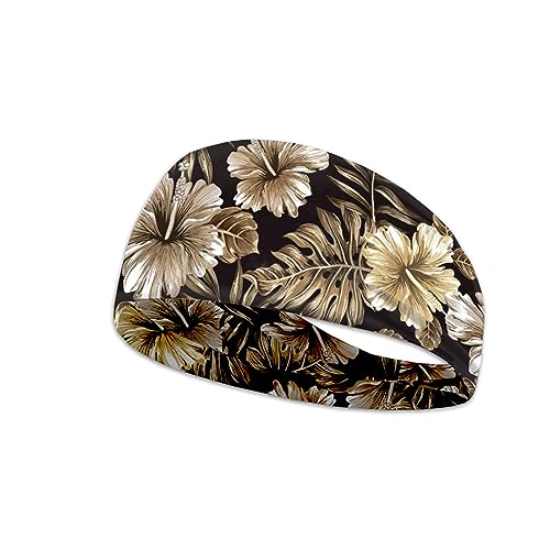 Kuiaobaty Vintage Hibiskus Blumen Stirnband Unisex Dehnbar Sport Schweißband Kopftuch Stirnbänder für Laufen, Joggen, Yoga, Fitness von Kuiaobaty
