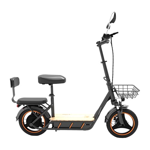 KuKirin C1 Pro E Scooter – 500W Motor, 48V 10Ah Akku, bis zu 40 km Reichweite, 12" Reifen, Doppelsitz, Rückspiegel, LED-Display, Scheibenbremsen, klappbar – Für Pendler & Kurzstrecke von Kukirin