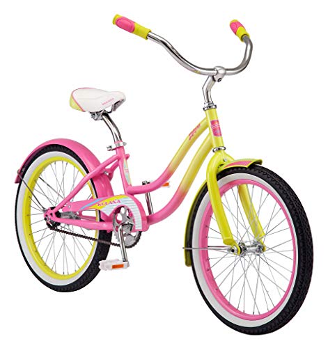 Kulana Lakona R0901AZ Shore Youth Beach Cruiser Bike 50,8 cm (20 Zoll), Single Speed, Pink/Gelb von Kulana